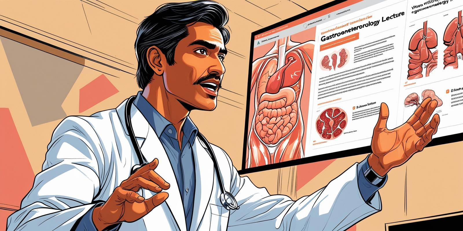 Doctor presenting about Gastroenterology Indian